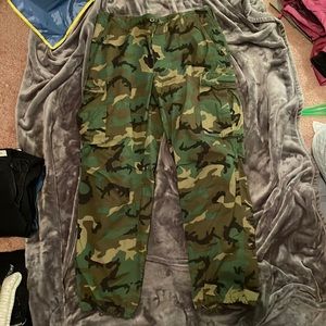 Camo cargo pants with adjustable waist